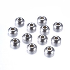 100pc 304 Stainless Steel Rondelle Spacer Beads Smooth Metal Loose Beading 6x3mm
