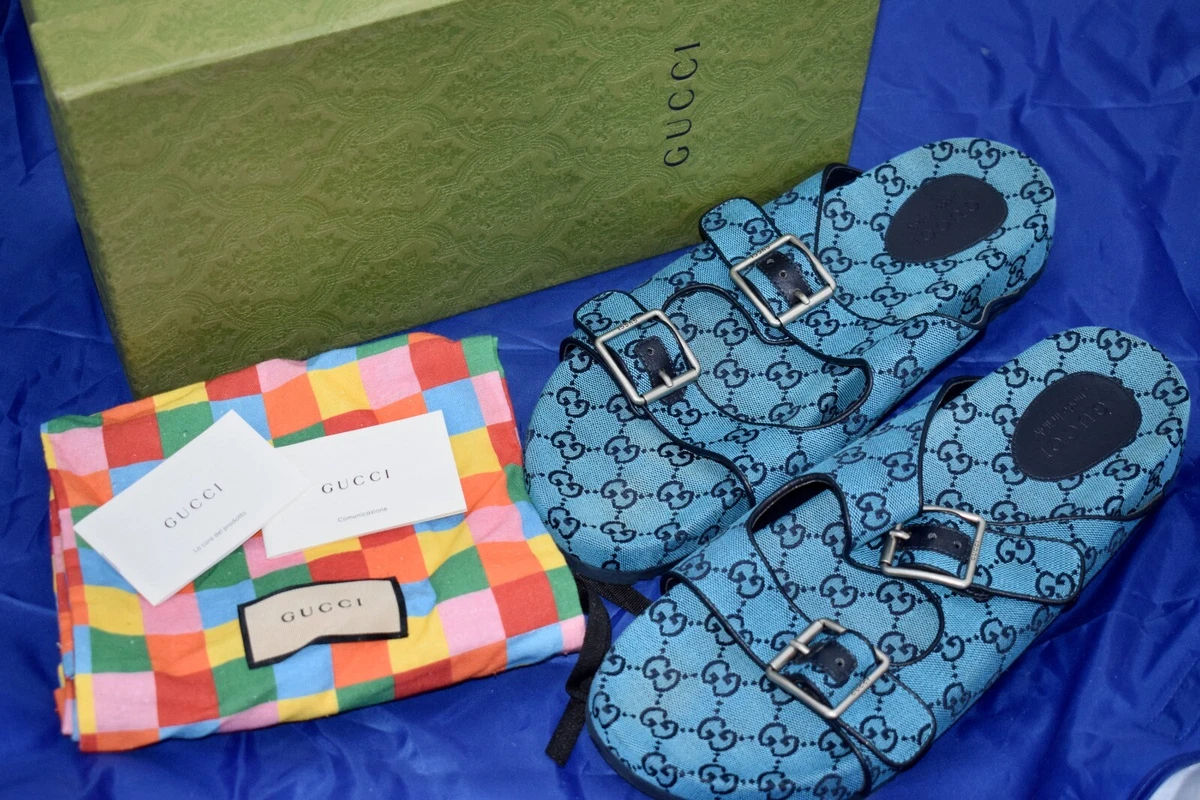 古驰男式蓝色凉鞋| eBay