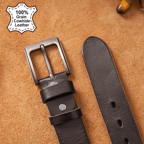 Herren Ledergürtel echt reines Leder schwarz braun Hose Jeans Gürtelschnalle - Bild 20 von 21