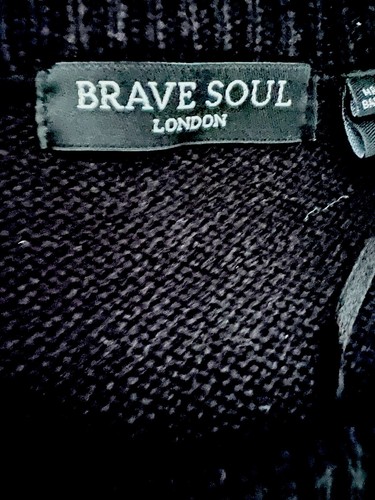 Brave Soul London sweater Dress Fine Knit black Sheath knee crewneck M - Picture 2 of 10