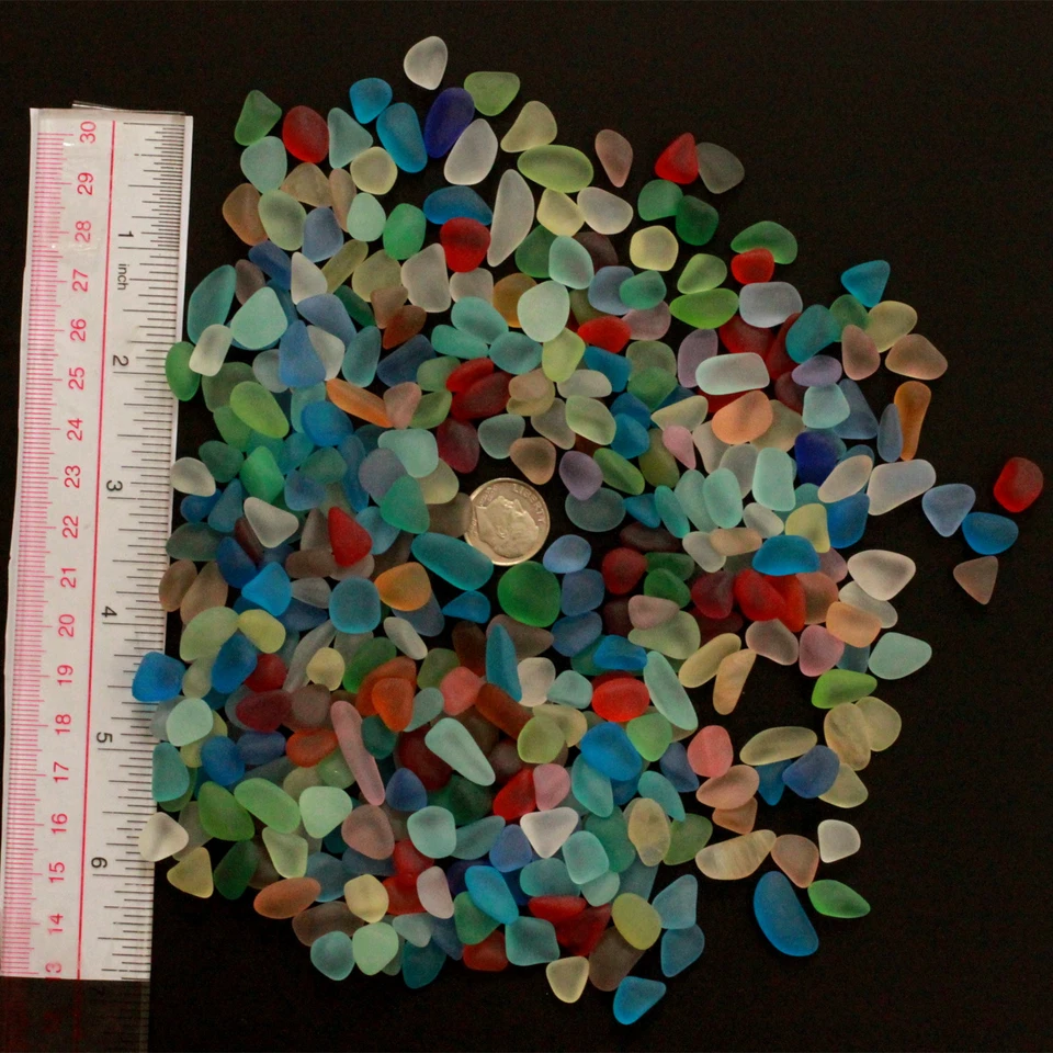 sea beach glass mixed color lot bulk wholesale blue green red yellow jewelry use - Image 2 of 2