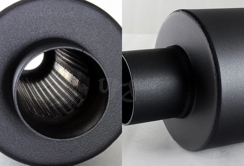 Silenciador de escape de soldadura de carreras de acero inoxidable negro con punta de bola de fuego de 4" + silenciador Foto 2 de 3