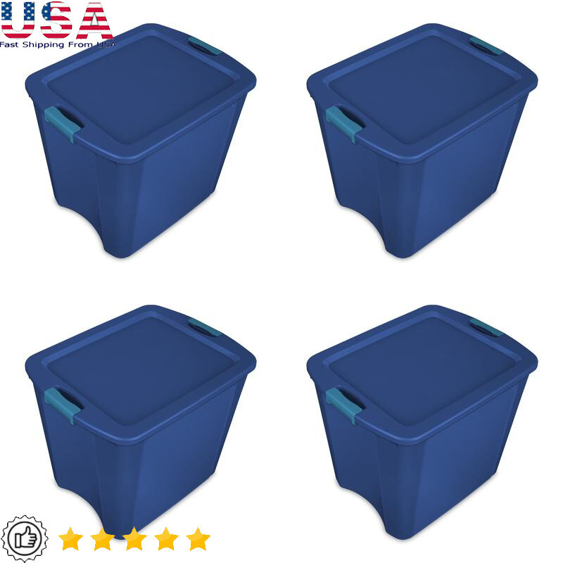26 Gallon Plastic Storage Containers Set of 4 Latch & Carry Totes W/ Handles New