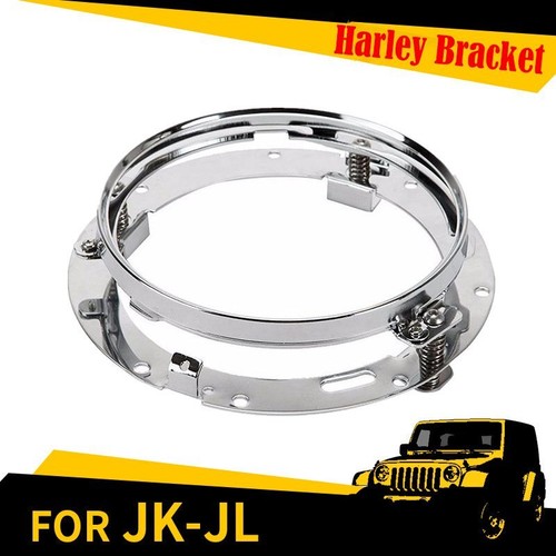 Round 2X 7" Inch LED Headlight Mounting Ring Bracket for Jeep Wrangler JK Harley - Picture 4 of 18