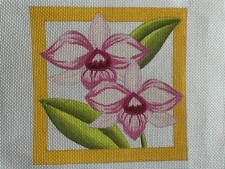 JLN Iris Flower Hand Painted Needlepoint 18 mesh