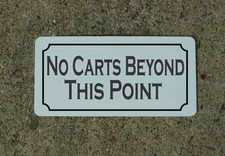 NO CARTS BEYOND THIS POINT Metal Sign Classic Style Golf Course or Country Club