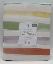 Pottery Barn Kids Kayla Rainbow Stripe Organic TWIN Duvet Cover ~ Multi