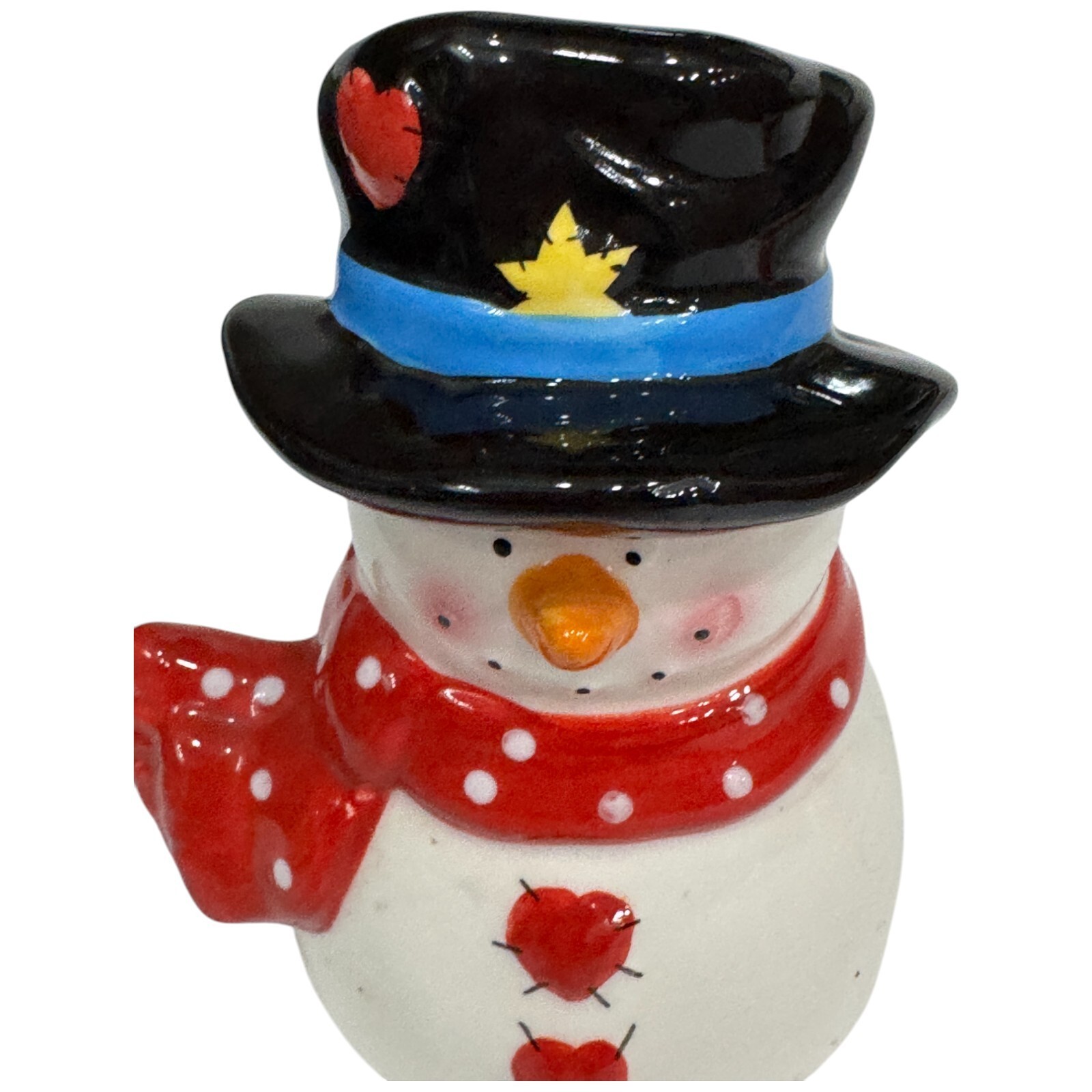 Vintage Snowman Hats Hearts Valentine Mr Mrs Couple Salt and Pepper Shakers