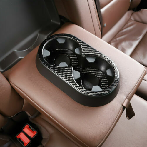 Carbon Rear Armrest Cup Holder Mat Cover Trim For 2014-2018 Chevrolet Silverado - Picture 4 of 7