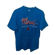 Vintage Maui Sail Team Single Stitch Teal Blue T Shirt Size XL EUC Hawaiian