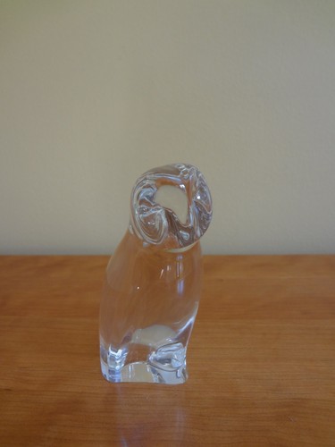 Vintage BACCARAT France Lead Clear Crystal OWL Figurine Paperweight - Picture 7 of 9