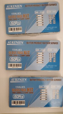 AUKENIEN Fast Blow Glass Fuses Kit 15 Values 450pcs 5x20mm 2.5A & 3.6x10mm(125V)