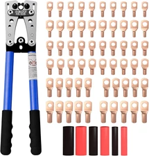 Battery Cable Lug Crimping Tool Kit for AWG 8-1/0 Electrical Lug Crimper with 60