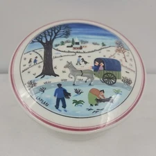 Vtg Villeroy Boch Naif Trinket Box Candy Dish Christmas Porcelain Luxembourg 4"