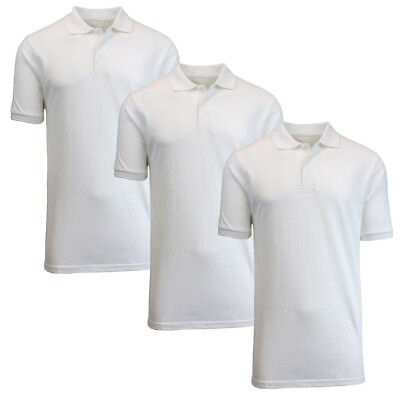 3 Pack - Men's Pique Polo Shirt - Uniform - Lounge- Casual - Free Shipping- NWT