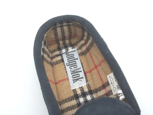 LADIES SIZE 3 4 5 6 7 8 BLUE BEIGE SUEDE LEATHER NON SLIP ON MOCCASIN SLIPPERS - Picture 5 of 12