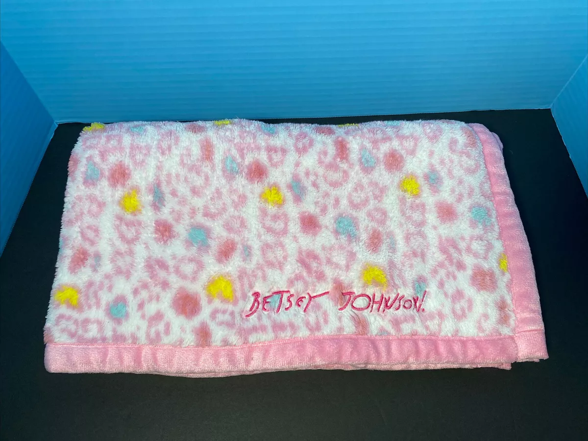 Betsey Johnson Baby Blanket Cheetah Leopard Animal Pink Blue Yellow Lovey Soft