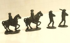 Vintage Lot 4 Lead Toy Figure WWI Calvary Soldier on Horses Infantry Marching