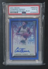 POP 1  PSA 10 CAMERON THOMAS 2021 PANINI RECON RC AUTOGRAPH BLUE PRIZM #ED 32/49