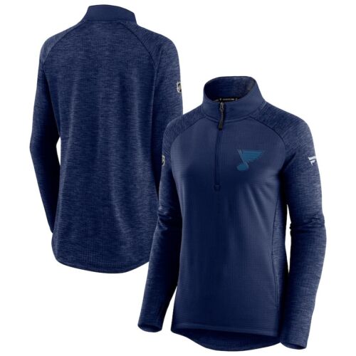 Fanatics Authentic Pro Women St Louis Blues Athletic Pullover QZ Navy Sz. XL NEW