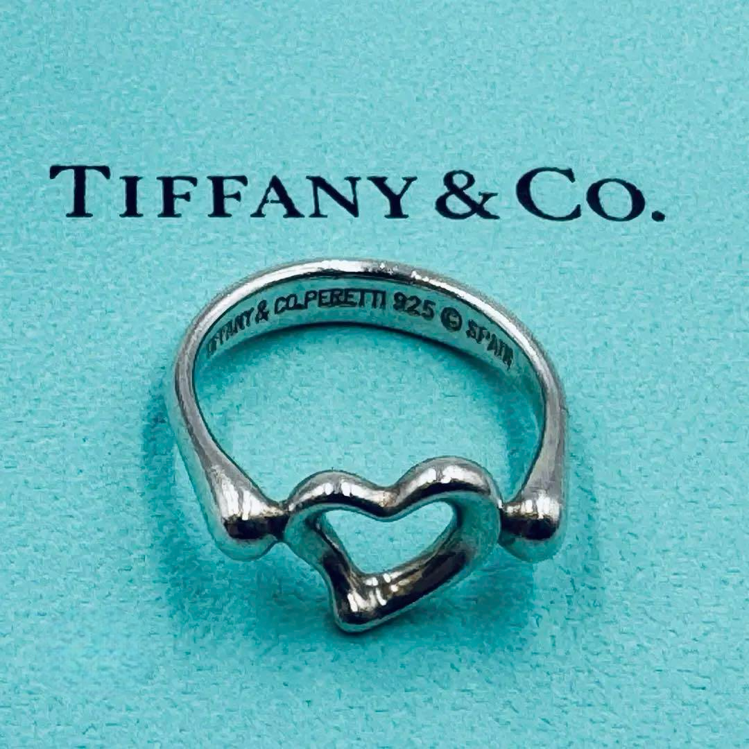 TIFFANY & CO. Ring Open Heart Size 7 Elsa Peretti Silver SV925