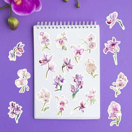 Pegatinas de flores lavanda margarita amapola orquídea floral álbum de recortes diario planificador - Imagen 13 de 13