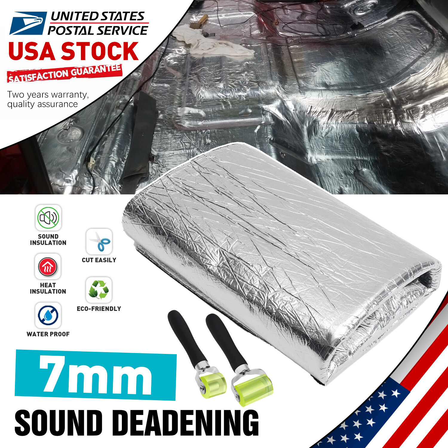 Sound Deadener Noise Proof Deadening Mat Car Heat Shield Insulation + 2x  Roller