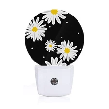 Daisy Plug-In Night Light Yellow Flower LED Lamp Round Auto Sensor Decor