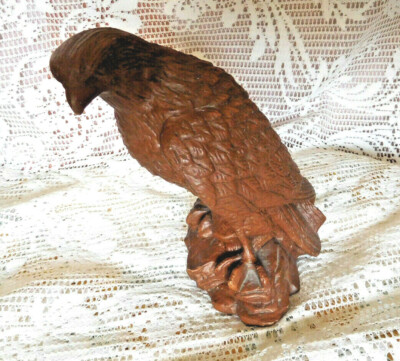 RED MILL PECAN WOOD EAGLE SCULPTURE 置物 VINTAGE WOODEN EAGLE STATUE RED MILL MFG 7