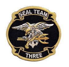 Navy Seal Team Three Hook Fastener Embroidered Patch 3.0 inches