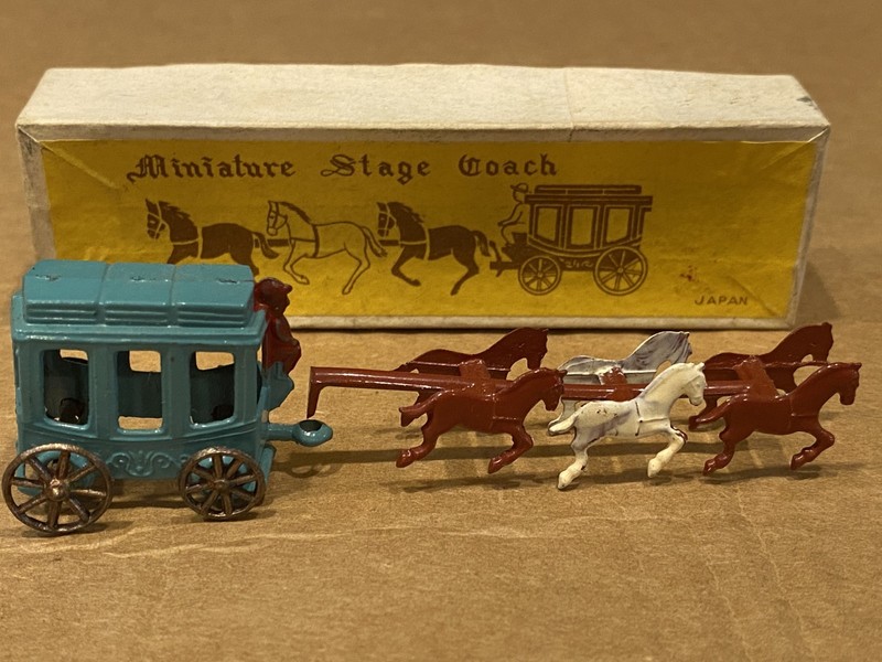 Vintage Miniature Stage Coach Die-cast Set with Original Box Made in Japan 1950s