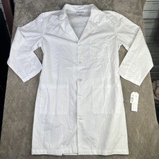 Med-Man Short Sleeve Pharmacist Lab Coat Jacket Adult Large White Buttons Pocket