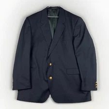 AQUASCUTUM Black Wool Sport Coat Blazer w/ Golden Buttons Jacket Sz 48 Canada