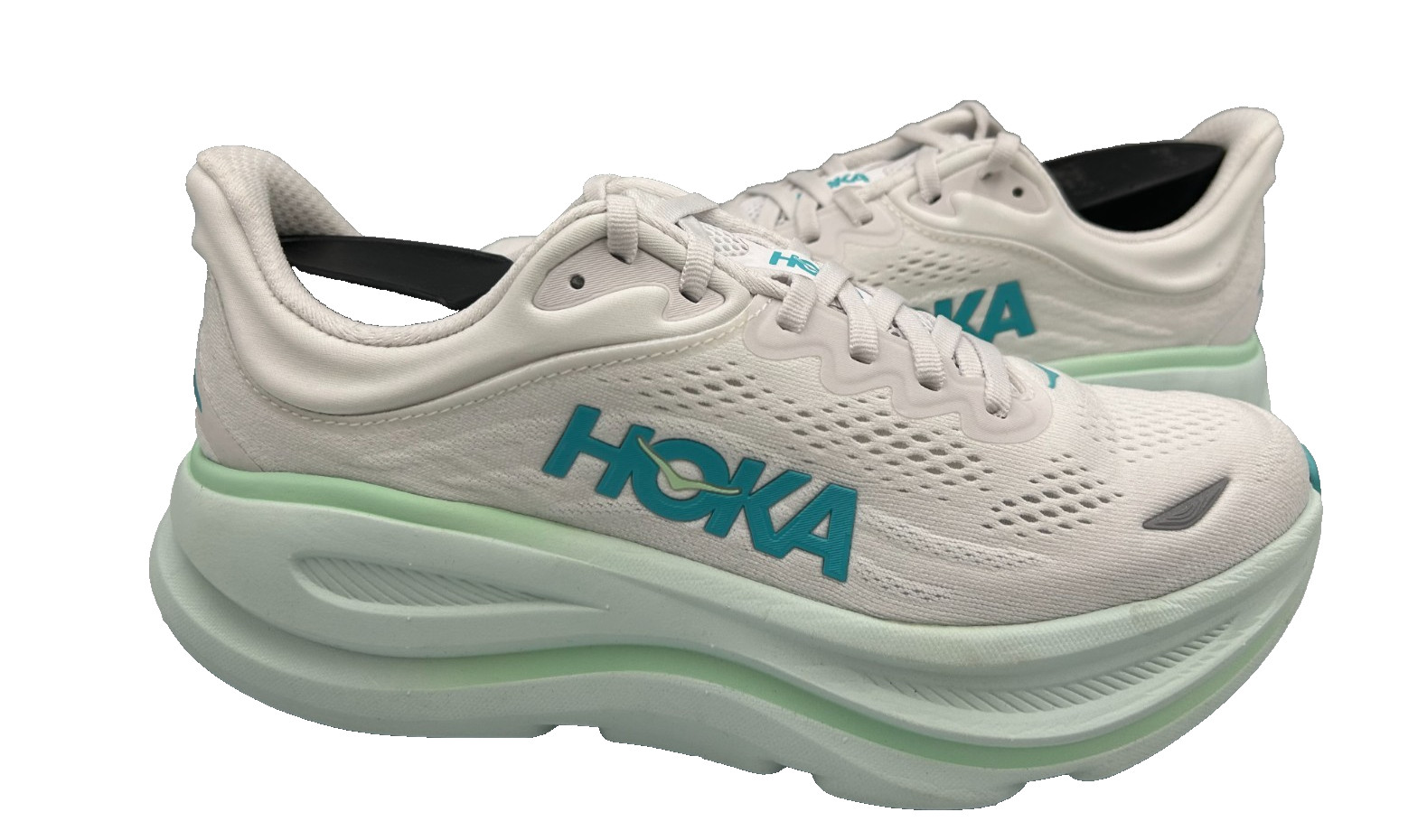 Hoka Women's Bondi 9 Lace Up Athletic Running Shoes White/Blue Size:6.5 71F