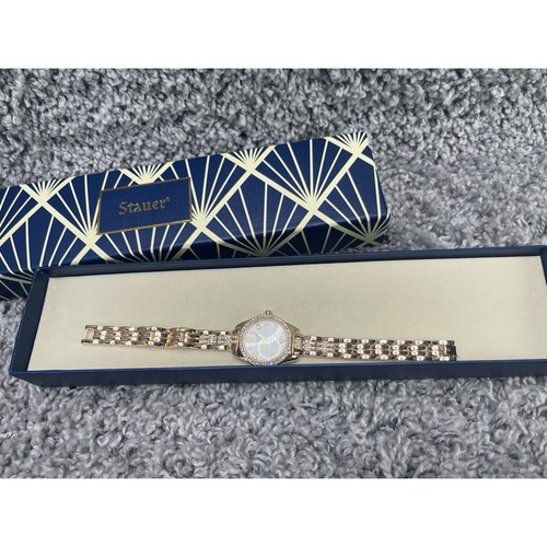 Stauer Diamond Aura Gold Tone Womens Watch Gold Tone Crystals Preowned - Picture 5 of 8