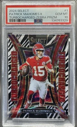 2024 Select Concourse Patrick Mahomes #1 Turbocharged Zebra Prizm PSA 10 POP 1