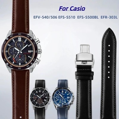 20-22mm Leather Watch Straps For Casio Edifice EFV-540 EFS-S500 EFR-303 EFR-552