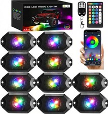ICICAR 10 Piece Aluminum LED Pod Rock Lights w/ Music Mode APP / RGB 7051C2B