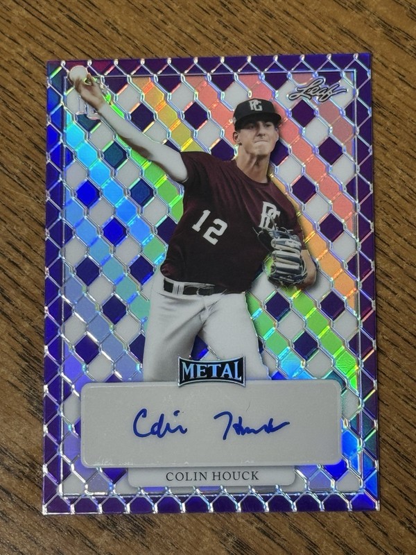 Colin Houck 2022 Leaf Perfect Game Metal Purple Prismatic Auto #2/7 #MA-CH3