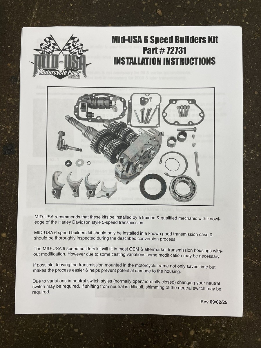 6-Speed Overdrive Transmission Conversion Kit For Harley Big Twins