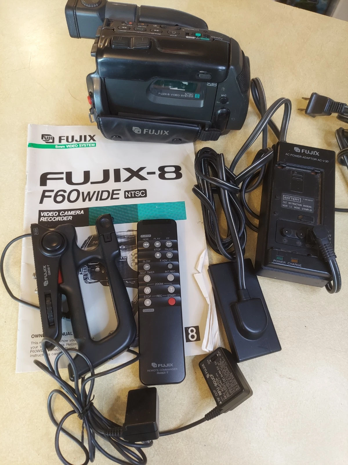 Fujix-8 Video Camera Recorder F60wide Power Source Battery Cords Remote image 1