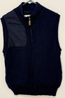 Orvis Wool 1/4 Zip Sweater Vest Men’s Medium Lined Navy Blue Golf Fishing Hiking — photo 1