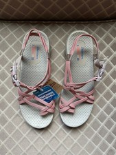 NUEVO CON ETIQUETAS Sandalia deportiva con tiras Skechers Reggae Irie Mon talla 9 coral rosa topo senderismo