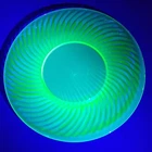 Vintage Uranium Glass - 8.25" Luncheon Plate - Green Anchor Hocking Spiral