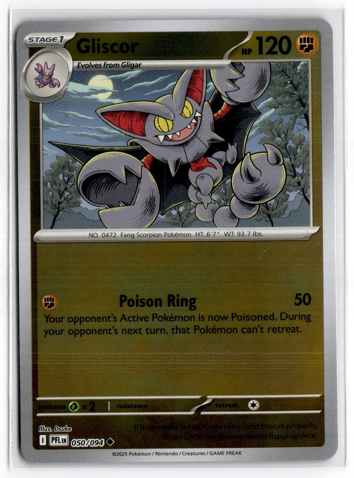 Gliscor 050/094 Phantasmal Flames PFL Reverse Holo Uncommon Pokemon Card