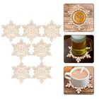 7pcs Hollow Snowflake Table Runners Christmas Cup Mats Wood Table Supplies
