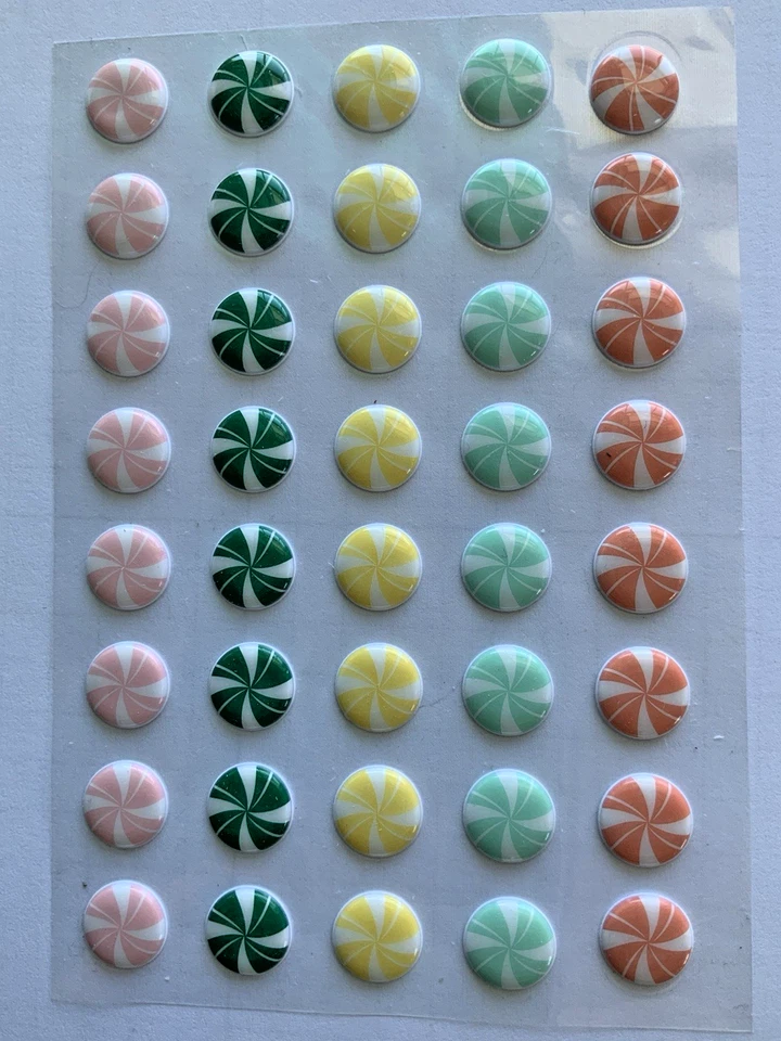 Estampación 51 piezas CARAMELO MENTA 10mm Adhesivo Esmalte Puntos 2020 Papel Calabaza Foto 2 de 4