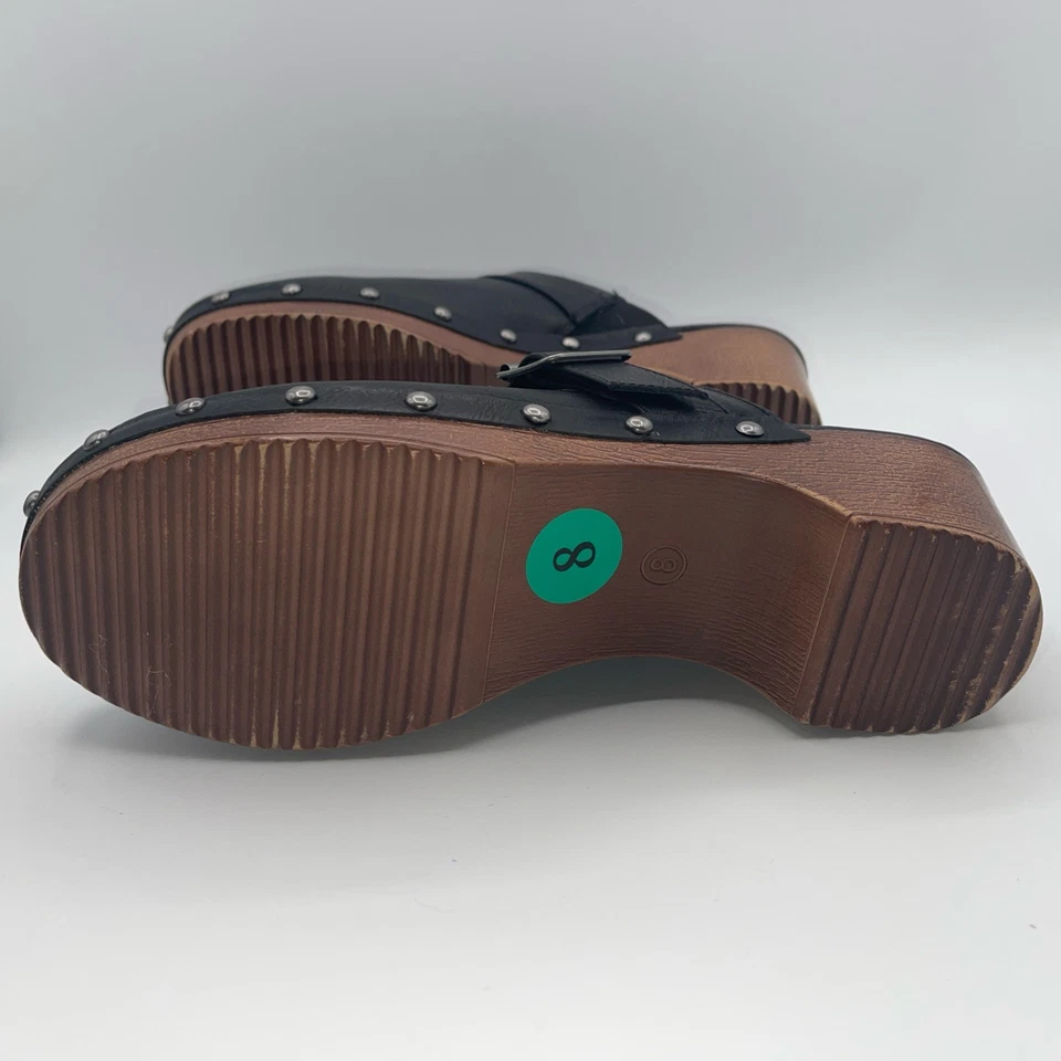 Zuecos Mia Novi de imitación de cuero negros, talla 8 de EE. UU., M sin cordones con tacones gruesos Foto 3 de 4