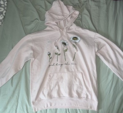 Small Soft Pink Hoodie  Good Things Take Time  Growing Flower Patient Sweatshirt