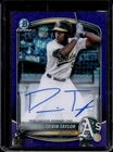 2025 Bowman Draft Devin Taylor Chrome Auto Purple Mojo Refractor 1st #/199